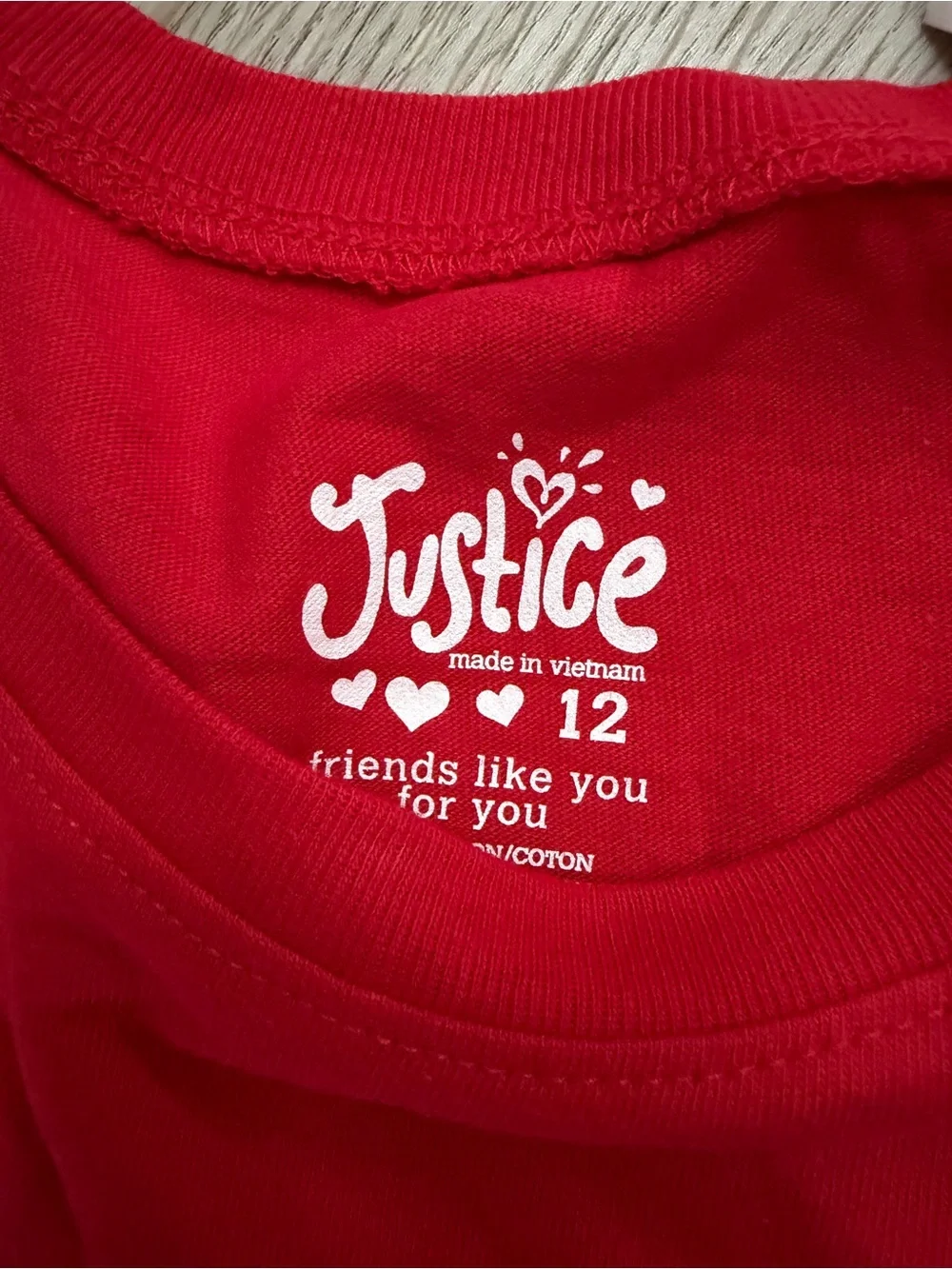 Justice Red Short Sleeve Tee with Patriotic Emoji Graphics